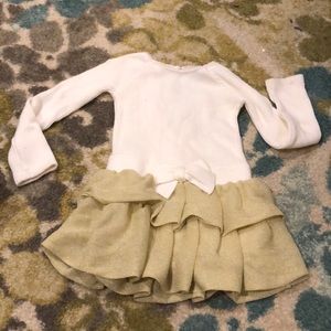 Toddler Sweater Dress with Gold Ruffle Skirt